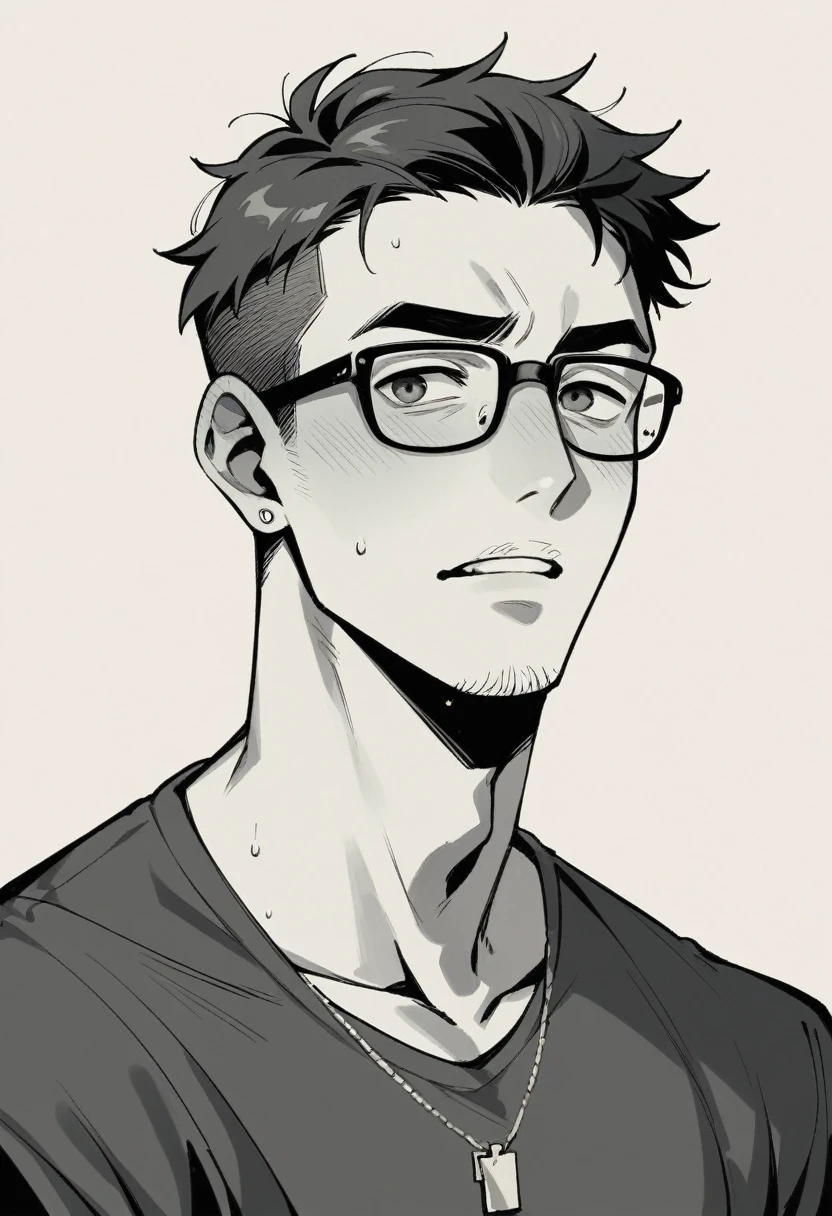 age boy with glasses and mullet