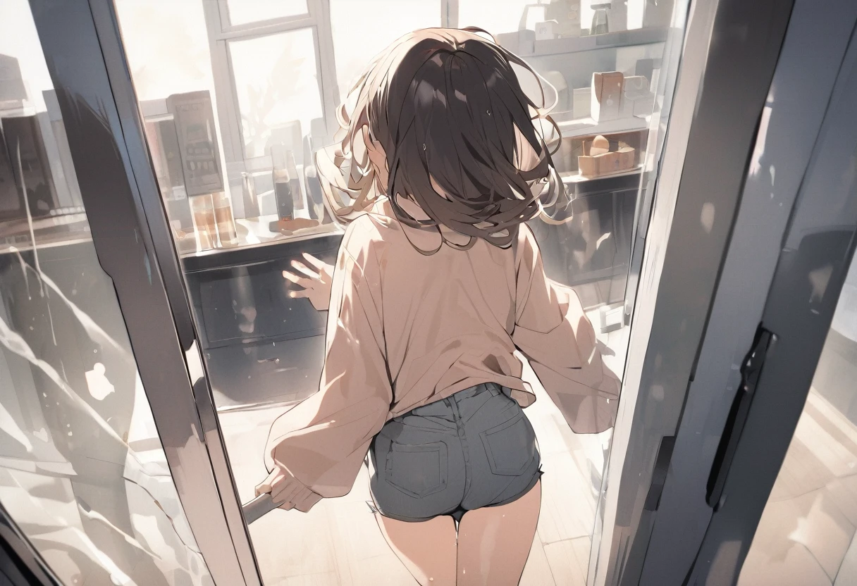 {Hit your butt on the glass}