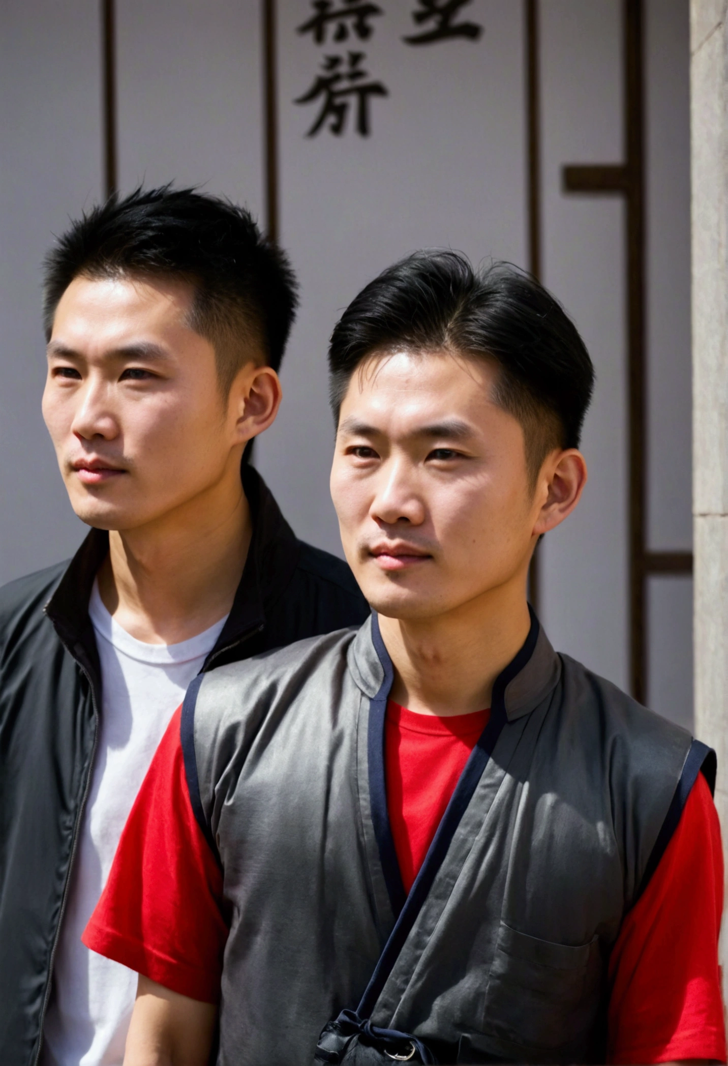 Chinese men traveling,front,Upper Body