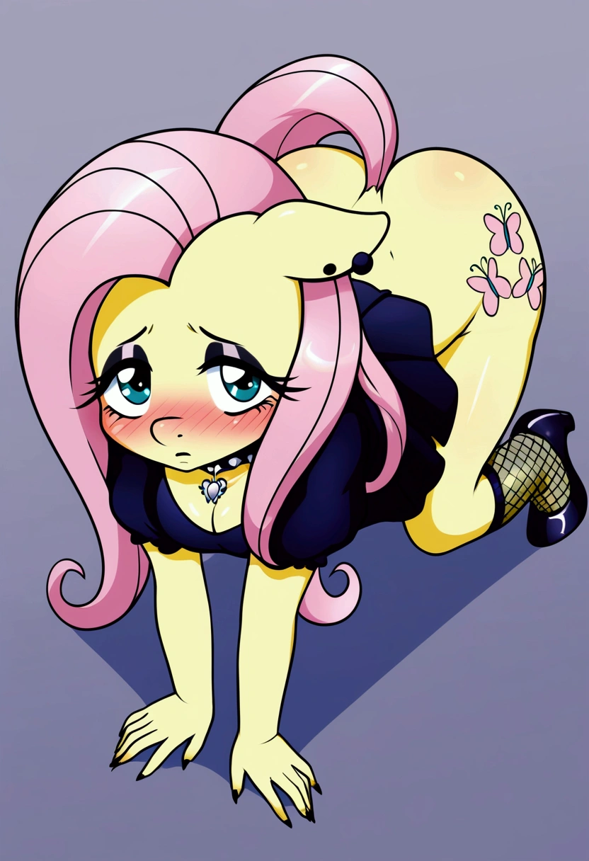 My little pony, anthro, fluttershy goth, big dog, big dog fucked with a girl while she is on all fours, blush