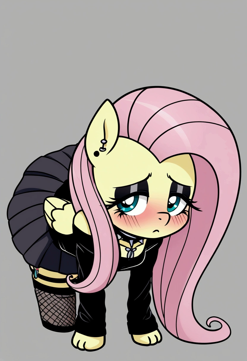 My little pony, anthro, fluttershy goth, big dog, big dog fucks a girl while she is on all fours, blush