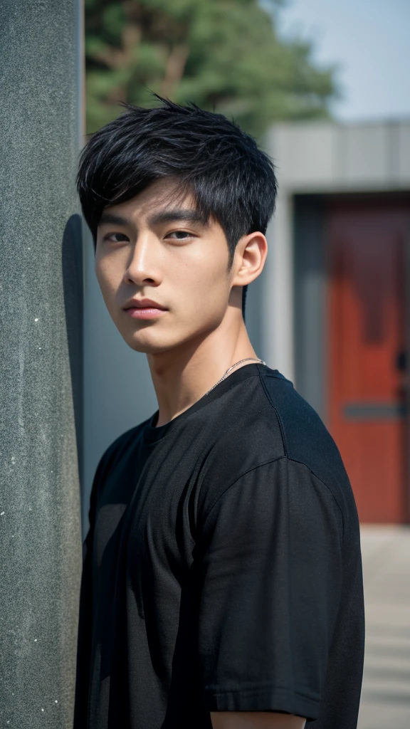 Asian alpha male wearing a black shirt looking at the camera, Shin Jinying, Kim Do-young, Paint Ulzzang, Shen Quanrui, korean men, Shin Jin Young&#39;s Aesthetics, faceเกาหลีที่น่ารัก, handsome young man&#39;face, Jaeyong Nam, beautiful eyes、Kim Taejoon, Hyungtae, Inspiration from Jong Suk Lee, Avatar, Korean artist, Jung Jae Hyo 