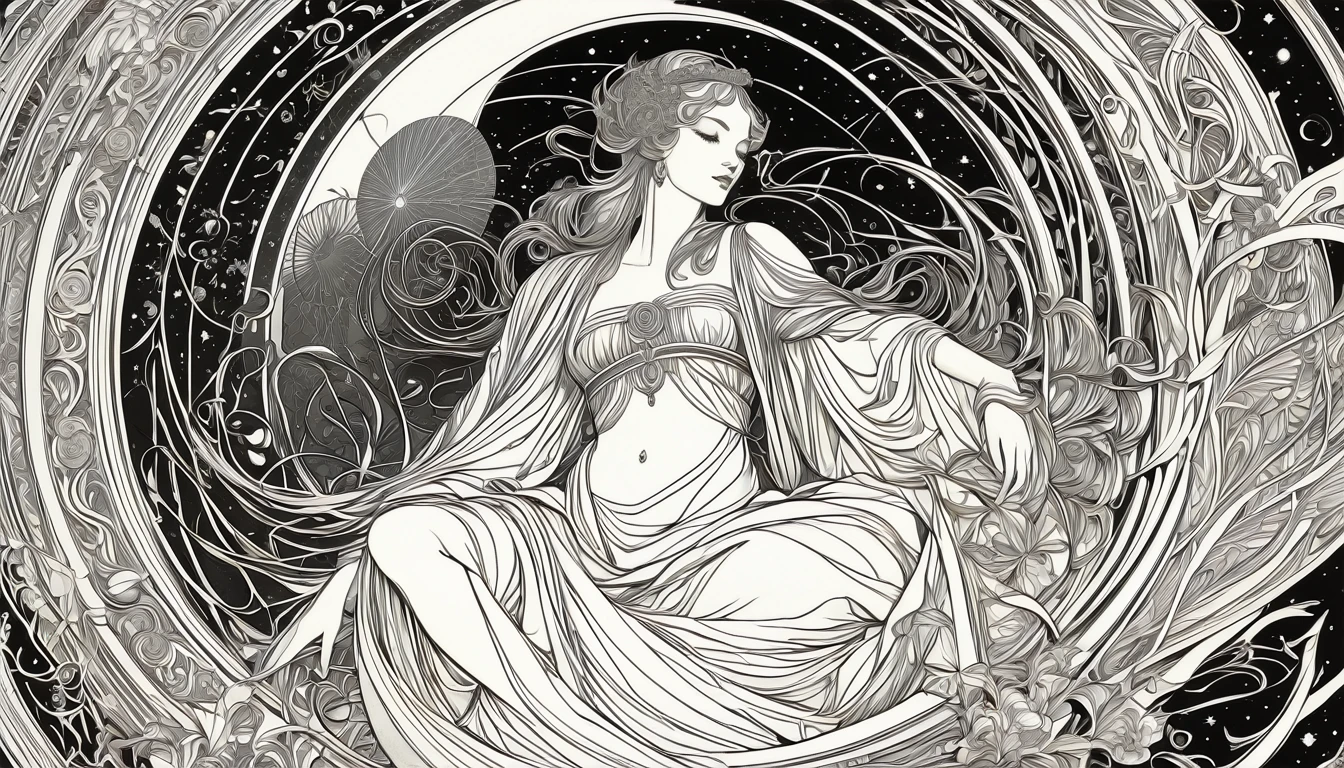 Galactic traveler, Ornate and Intricate, decorative, highly detailed, elaborate, ornate, intricate, martin ansin and walter crane, 