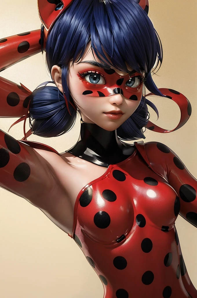 ladybug, twintails, polka dots suit and mask