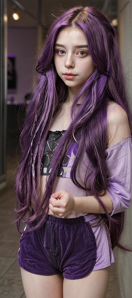 a long purple haired girl