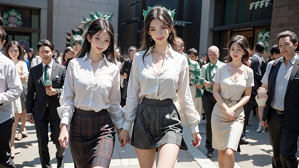 
(((((((((((Woman with Starbucks cup)))))))))))

((((((((In front of a Starbucks store))))))))
(((((A girl in a blazer uniform ((White blouse with formal collar, Red blazer, 
Black plaid skirt, Red checkered ribbon on blouse)), Complete limbs, Full Finger))))

(((((Emphasize cleavage))))))


((((((White skin))))))
((((((Heavy makeup))))))
((((((Beautiful Face))))))



(((((((((((Woman walking through a big city)))))))))))、
 
 ((((((smile))))))、
((Heart Necklace)) 





8k、RAW Photos、Highest quality、masterpiece:1.2、Super detailed、Super Resolution、Ultra HD、8k wallpaper、Amazing details、Photorealistic:1.4、Having fun by the water、Full Body Shot、Full body photo、High-resolution RAW color photos、Professional photos、A scene full of emotion、Very detailed and beautiful、Ultra HD、8k wallpaper、Amazing details、Huge file sizes、Highly detailed beautiful girls、Highly detailed face Highly detailed eyes、Extremely realistic skin、 Highly detailed fingers, Highly detailed nose, Highly detailed mouth, Perfect Anatomy, Highly detailed background, Highly detailed clothing, Teen, cute女の子, Famous Japanese Idols, cute, Realistic body, Slender, White skin, Glowing Skin, Slim body, Realistic Face, Delicate eyes, double eyelid,(Small hands)





