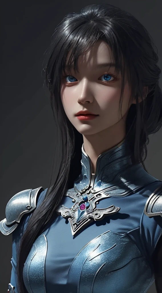 a close up of a woman in a silver and blue dress, chengwei pan on artstation, by Yang J, detailed fantasy art, stunning character art, fanart best artstation, epic exquisite character art, beautiful armor, extremely detailed artgerm, detailed digital anime art, artgerm on artstation pixiv, armor girl