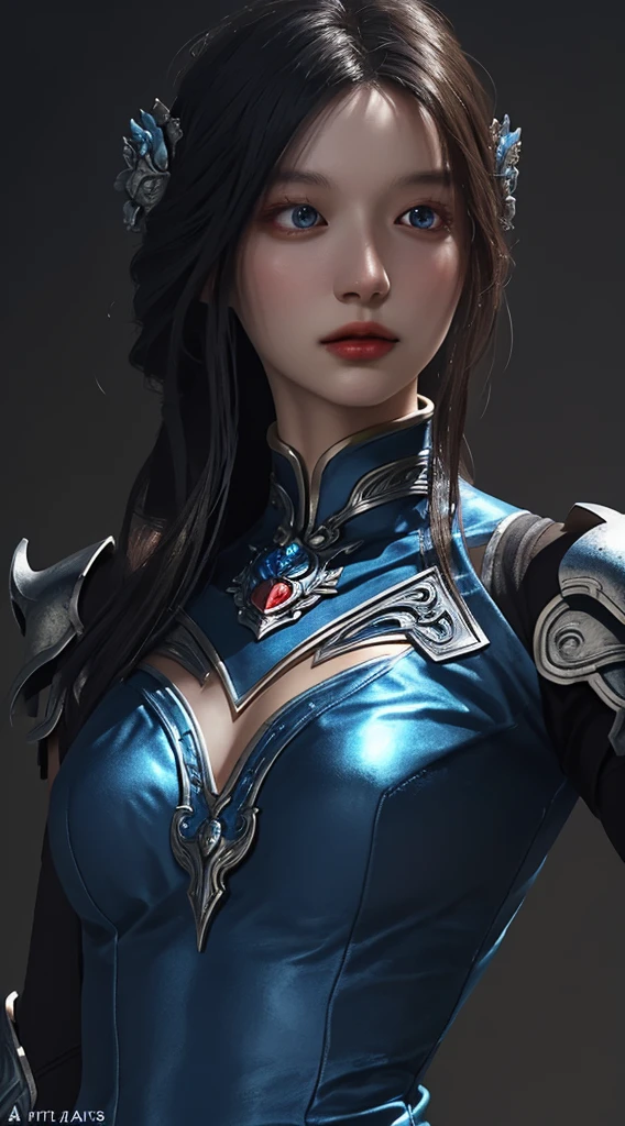a close up of a woman in a silver and blue dress, chengwei pan on artstation, by Yang J, detailed fantasy art, stunning character art, fanart best artstation, epic exquisite character art, beautiful armor, extremely detailed artgerm, detailed digital anime art, artgerm on artstation pixiv, armor girl