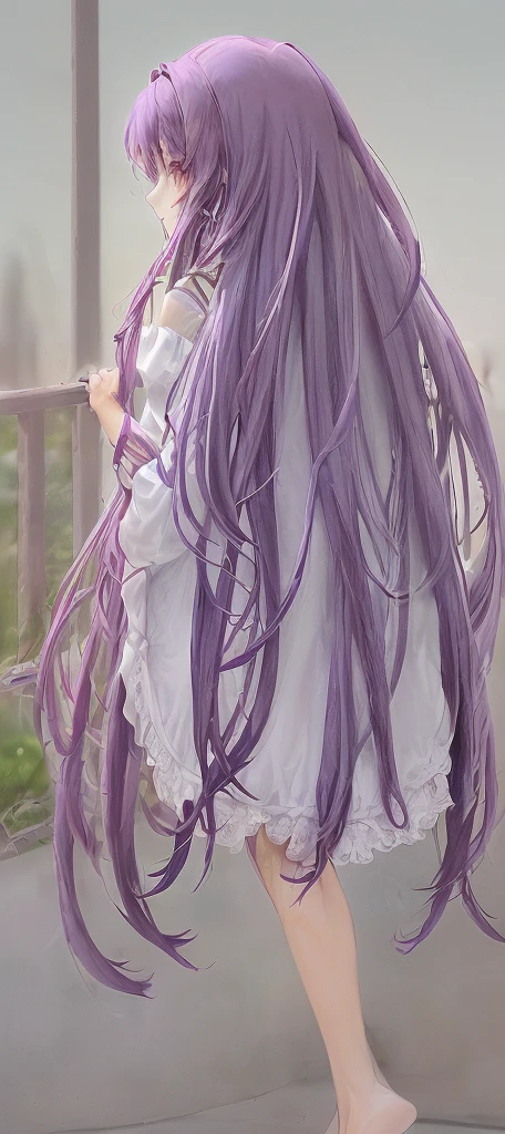 a long purple haired girl