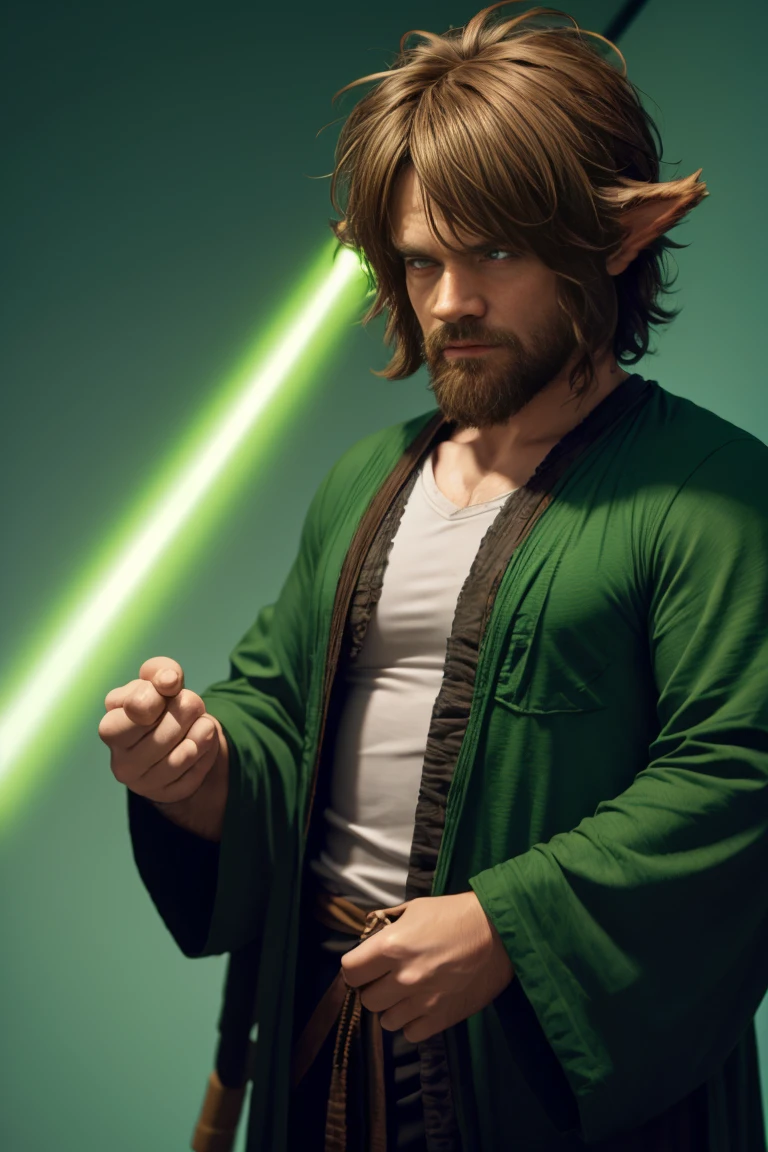 short yoda with a full head of shaggy thick hair