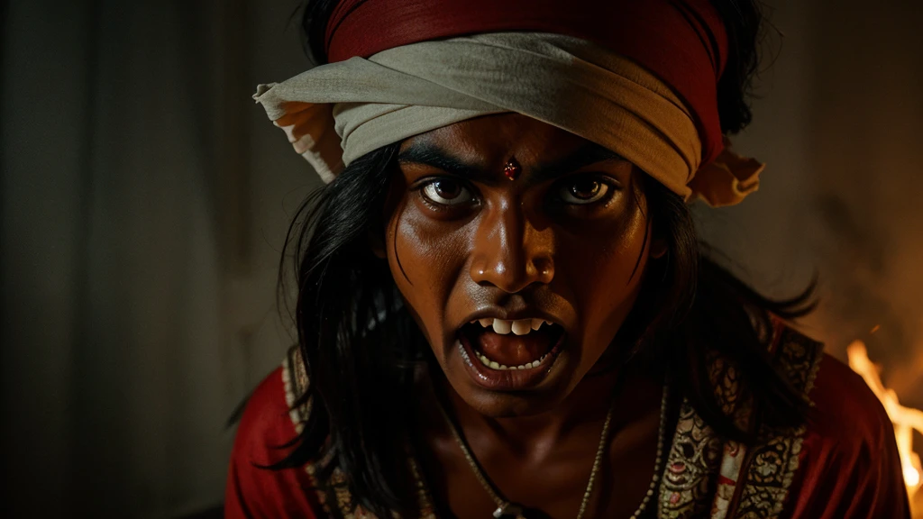 Indian boy night scary face image