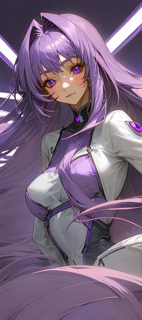 a long purple haired girl