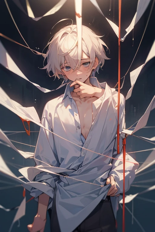 male、male性、Beautiful Boy、Strings、brainwashing、be controlled、Losing your mind、pain、Limbs tied with string、My body is squeezed、The body is suspended by a thread、Hanged、Weaknesysterious Thread、sex appeal、Clothes get messy、suit、shirt、Bare Skin、Unbuttoned