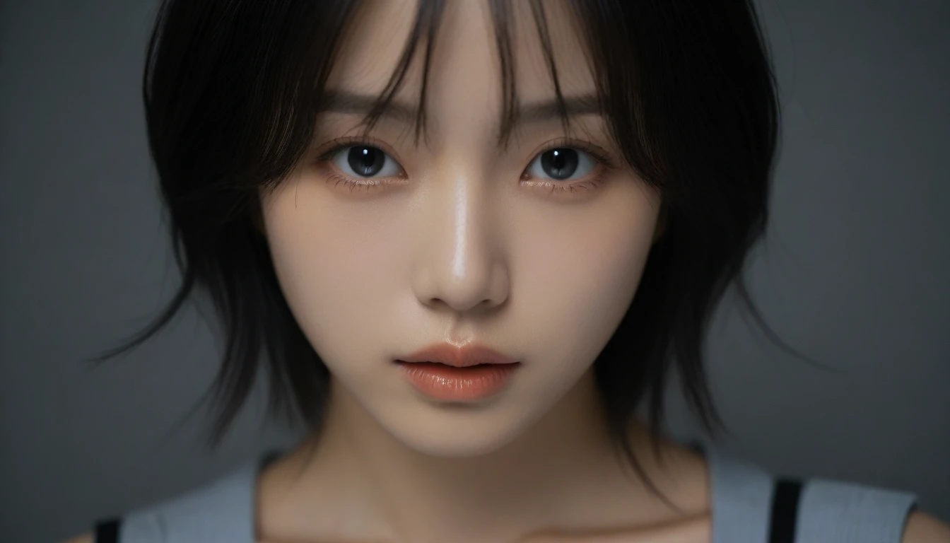 8k, Ultra-high resolution, Highest quality, masterpiece, 三分割法によるphotograph,Surreal, photograph, 1 Girl, (16 years old:1.3), pretty girl, Cute Face, Beautiful eyes in every detail, 細かくdetailedに,masterpiece,One Girl:1.2, Japan Female Announcer,extream close up,sad,streaming tears,Long black hair,Short Hair,Messy hair,(black suit:1.3),mourning clothes,(印象派の美しい少女のPortraiture), (Gray background:1.3),(Impressionist light and colour),Realistic Skin, Perfect and beautiful face ,完璧でCute Face, Skin with attention to detail, Perfect limbs、Narrow waist,Looking at the audience、beauty,Long neck,clavicle,(((Ideal body type))),A cup small breasts :2,Portraiture:2,Perfect Anatomy,鮮明なdetailed,detailed,Surreal,Light and shadow,spotlight