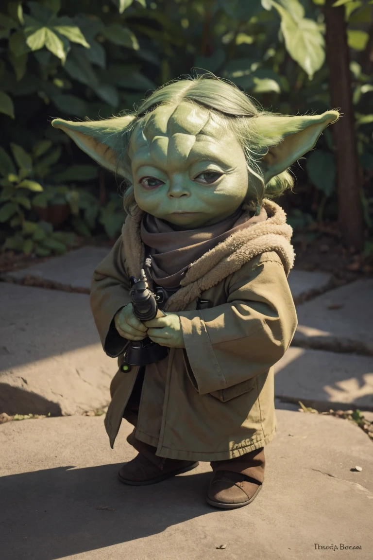 short yoda with a full head of shaggy thick hair