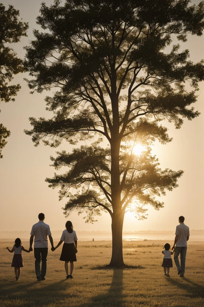 Family and culture, family tree in the haze of the sun's rays, masterpiece, Best quality