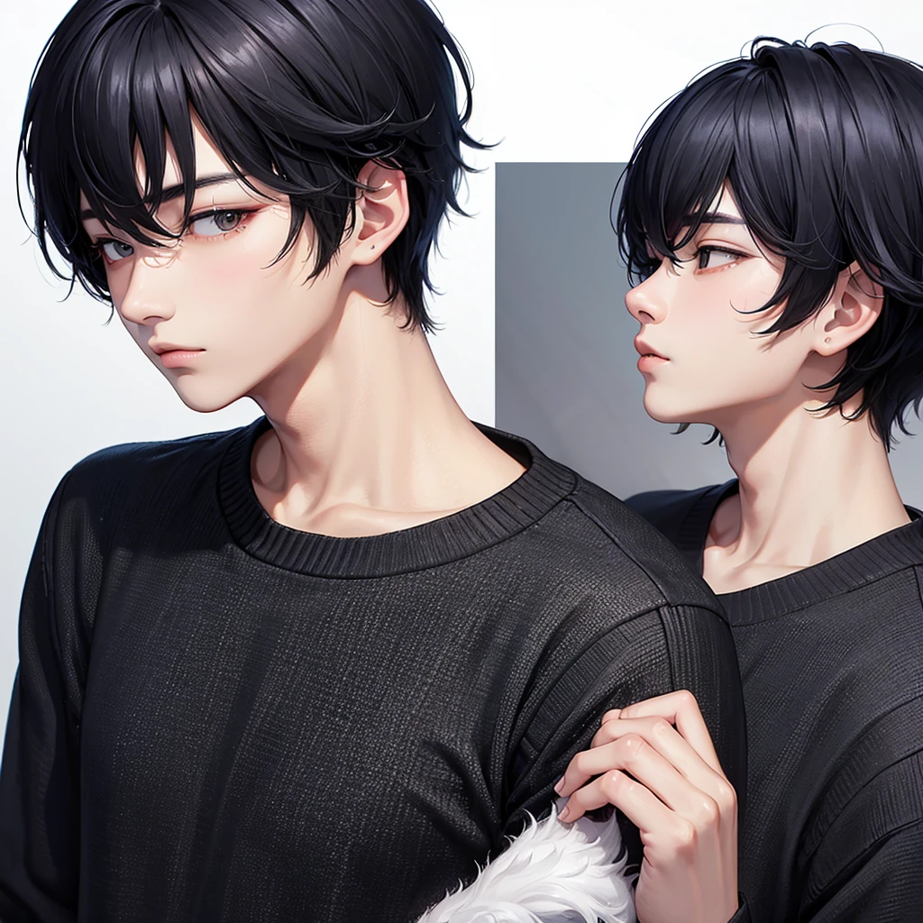 Korean Idol、k-pop、One man、Black Hair Fantastic、Icon simple clothes、Colorful、profile、focus face、shade、