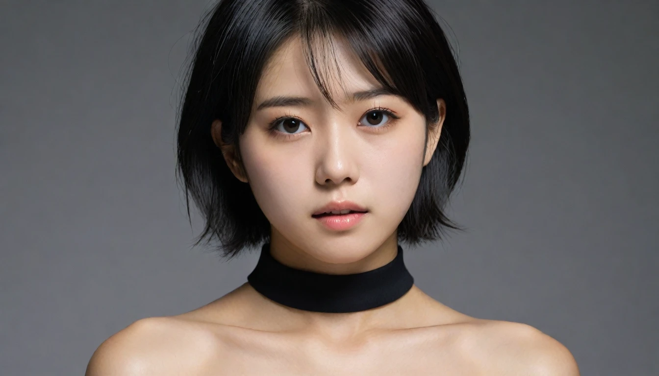 8k, Ultra-high resolution, Highest quality, masterpiece, 三分割法によるphotograph,Surreal, photograph, 1 Girl, (16 years old:1.3), pretty girl, Cute Face, Beautiful eyes in every detail, 細かくdetailedに,masterpiece,One Girl:1.2, Japan Female Announcer,upper body,from below,sad,streaming tears,Black short hair,Messy hair,(black suit:1.3),mourning clothes,(印象派の美しい少女のPortraiture), (Gray background:1.3),(Impressionist light and colour),Realistic Skin, Perfect and beautiful face ,完璧でCute Face, Skin with attention to detail, Perfect limbs、Narrow waist,Looking at the audience、beauty,Long neck,clavicle,(((Ideal body type))),A cup small breasts :2,Portraiture:2,Perfect ???????,鮮明なdetailed,detailed,Surreal,Light and shadow,underlighting