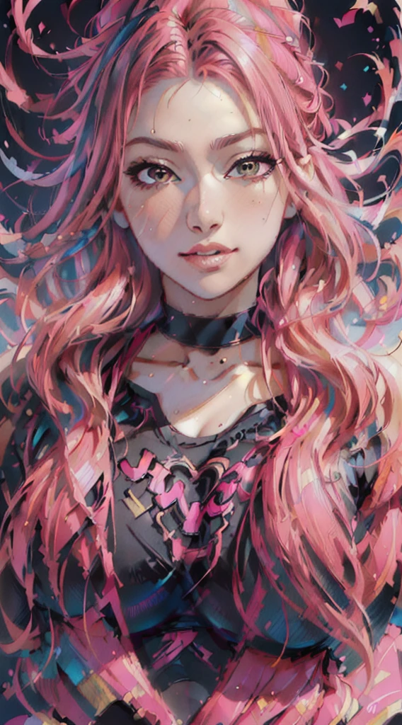 a drawing of a woman with pink hair and a black top, extremely detailed artgerm, style artgerm, artgerm portrait, in the style artgerm, ig model | artgerm, drawn in the style of artgerm, artgerm. high detail, in style of artgerm, kawaii realistic portrait, rossdraws portrait