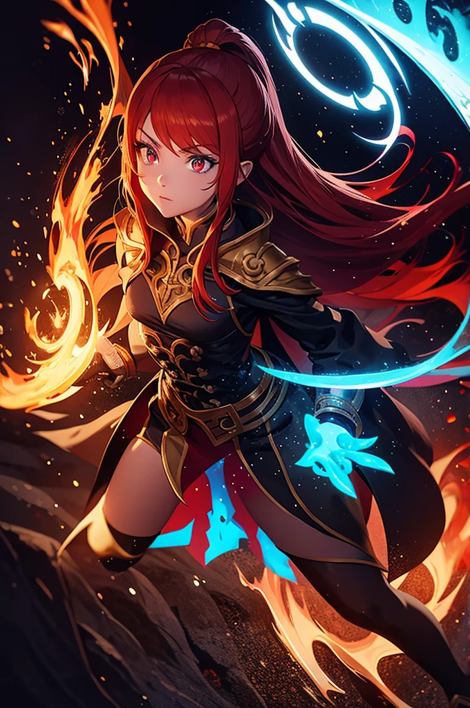 Enter a captivating scene,An anime girl sitting on a floating in air , How energetic fire particles ignite the air around you, Creates a stunningly dynamic atmosphere. Creative lighting styles bathed in brilliant light, Burning light, Harmonizes with rotating fire particles. Crafted with meticulous precision,Render in stunning 10k high resolution, This masterpiece incorporates the artistic medium of digital illustration, The impact of fire, particle sim, and post-processing technology. Take inspiration from anime styles, Mystical realism, and contemporary surrealism, It captures the fiery, The ethereal beauty of anime girls in dancing flames, Fire particles enhance the sense of magic and wonder.