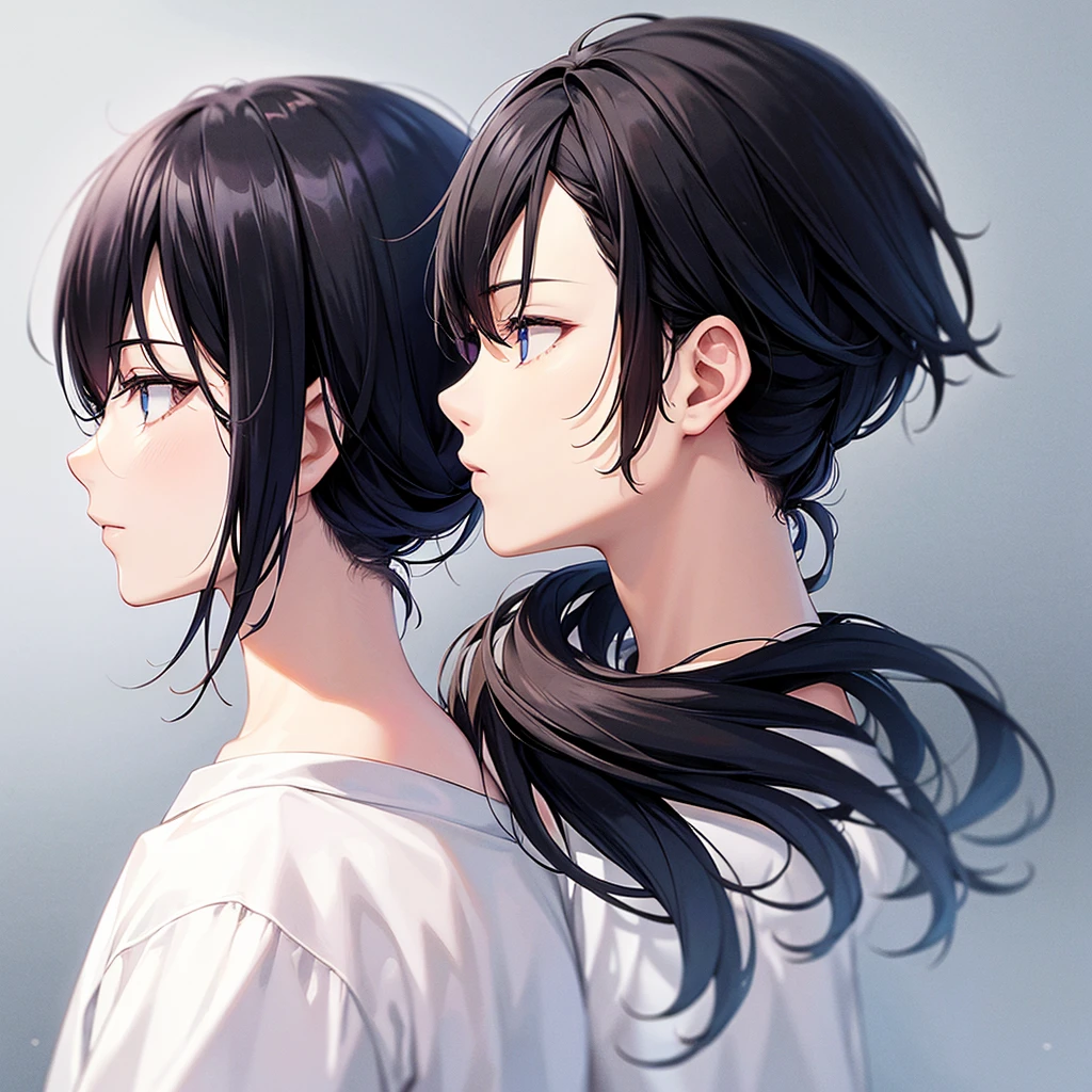 One man、Black hair Fantastic icon Simple clothes、Colorful、profile、focus