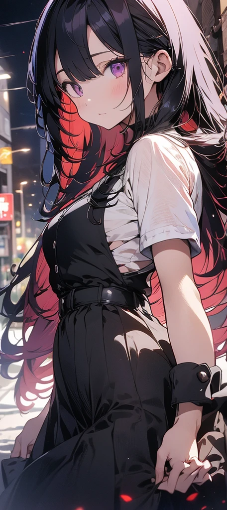 A beautiful woman with long purple hair, sexy dress, detailed facial features, high quality, photorealistic, cinematic lighting, dramatic colors, ใส่เสื่อน้อยชิ้น,ดีไซน์ฉากหลังเป็นแบบเรียบๆ,หน้าอกใหญ่,