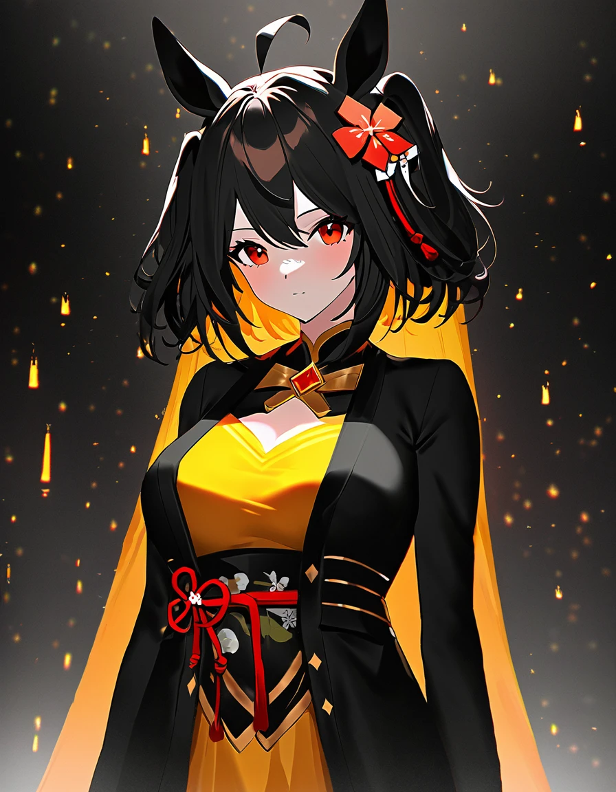 Ultra-high resolution, Highest quality, 8k,Horse Girl,Kitasan Black,162 cm,Bust 85,Waist 56,Hip 88, Illuminating everyone's hearts!明朗快活Festivals娘!Festivals,firework