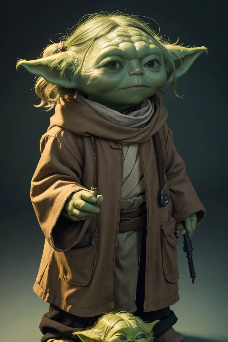 short yoda with a full head of messy shaggy thick hair