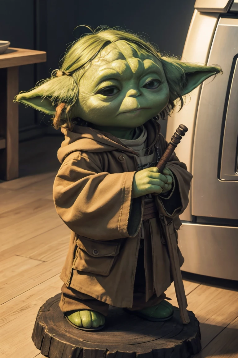 short yoda with a full head of shaggy thick hair