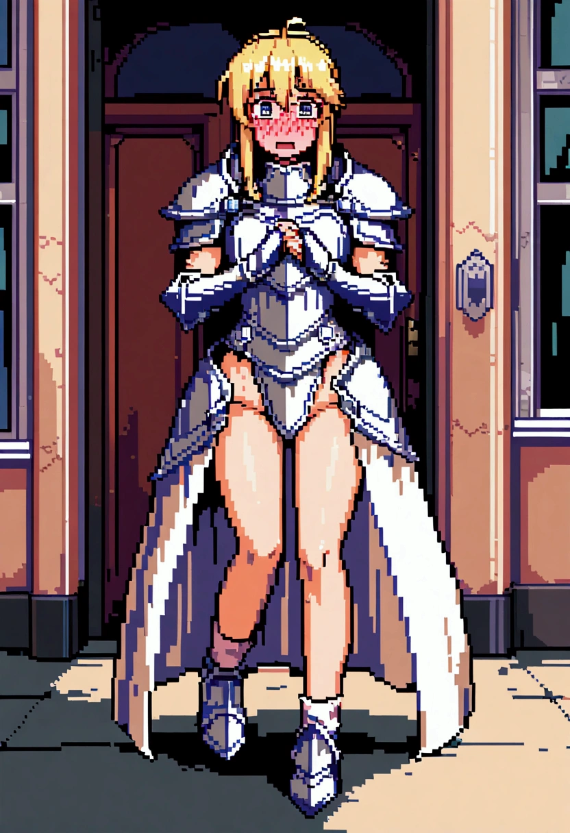 (Best Quality,high resolution), pixel art, vibrant colors, nostalgic atmosphere, Immersive gameplay, 16-bit graphics, pixel perfect controls, there is a woman in armor standing in front of a building, female knight, armor girl, Artoria Pendragon, of a beautiful female knight, inspired by Li Chevalier, Girl in knight armor, portrait gentleman woman, thick armor, Fully clad in armor, beautiful female knight, covered with full metal armor, bikini armor female knight, female paladin, (Masterpiece), (Best Quality), (better detail), (distant general point of view), (worn paper edges),(main color of the illustration: Jade verde), (Secondary color: cinnamon), a group of very beautiful schoolgirls with sexy posture, very detailed face, vintage advertising poster with futuristic 60&#39;s style lettering&#39;, western futuristic landscape, evening (many stars, officer), shading (detailed, much contrast) BREAK (completely nude:1.2), (naked:1.2) wearing white ankle socks, (embarrassed, panicking, upturned eyes, full-face blush, open mouth, parted lips:1.3), full body view, long distance shot, (Best Quality,high resolution), pixel art, vibrant colors, nostalgic atmosphere, Immersive gameplay, 16-bit graphics, pixel perfect controls, 
