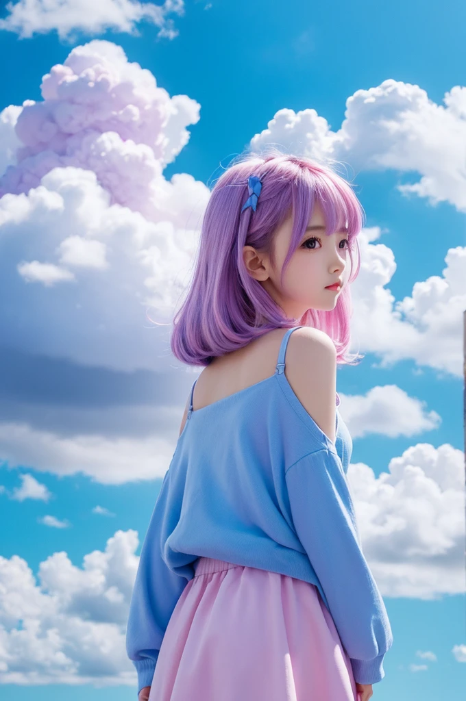 Kawaii Dreamy cute Purple and blue pink pastel colors Lots of clouds