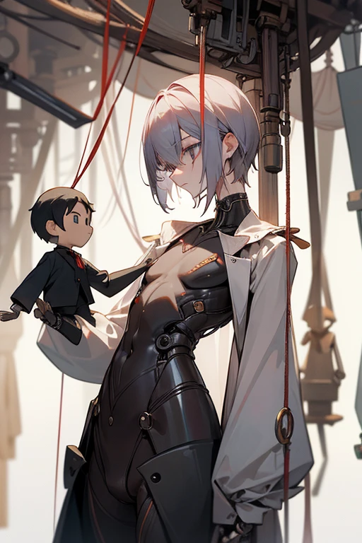 male、male性、Large、Slender、Strings、Becoming a puppet、Marionette、Doll body、The body of a mechanical device、hung by a thread、Thin Thread of Steel
