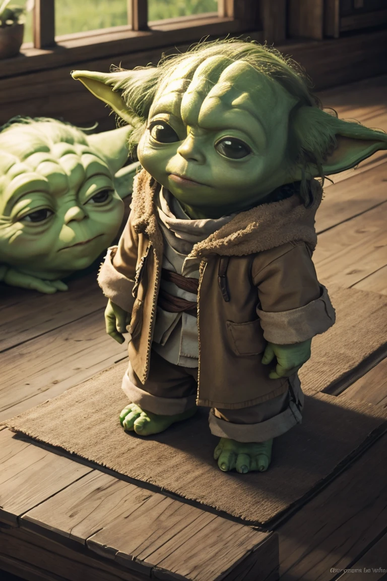 short yoda with a full head of shaggy thick hair