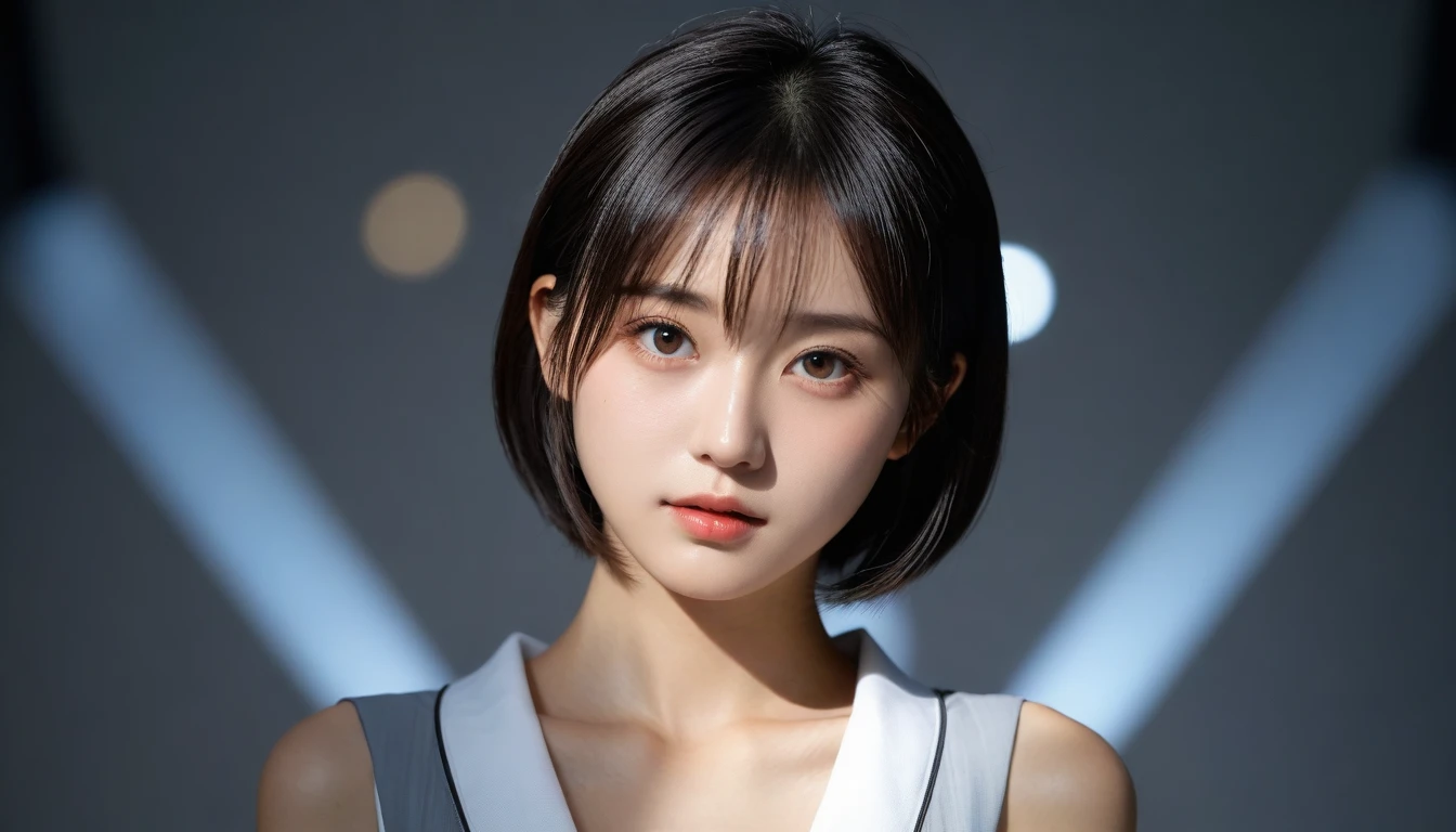 8k, Ultra-high resolution, Highest quality, masterpiece, 三分割法によるphotograph,Surreal, photograph, 1 Girl, (16 years old:1.3), pretty girl, Cute Face, Beautiful eyes in every detail, 細かくdetailedに,masterpiece,One Girl:1.2, Japan Female Announcer,extream close up,sad,streaming tears,Black short hair,Messy hair,(Nun's clothing:1.3),(印象派の美しい少女のPortraiture), (Gray background:1.3),(Impressionist light and colour),prayer,Realistic Skin, Perfect and beautiful face ,完璧でCute Face, Skin with attention to detail, Perfect limbs、Narrow waist,Looking at the audience、beauty,Long neck,clavicle,(((Ideal body type))),A cup small breasts :2,Portraiture:2,Perfect Anatomy,鮮明なdetailed,detailed,Surreal,Light and shadow,spotlight