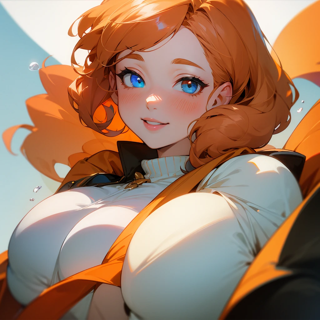 Beautiful princess, naked, big, round, perky breasts, thin waist, ripped belly, thick legs, big ass, medium-sized sword wielding, short orange hair, well-detailed face, vivid colors, dramatic colors, vaporwave