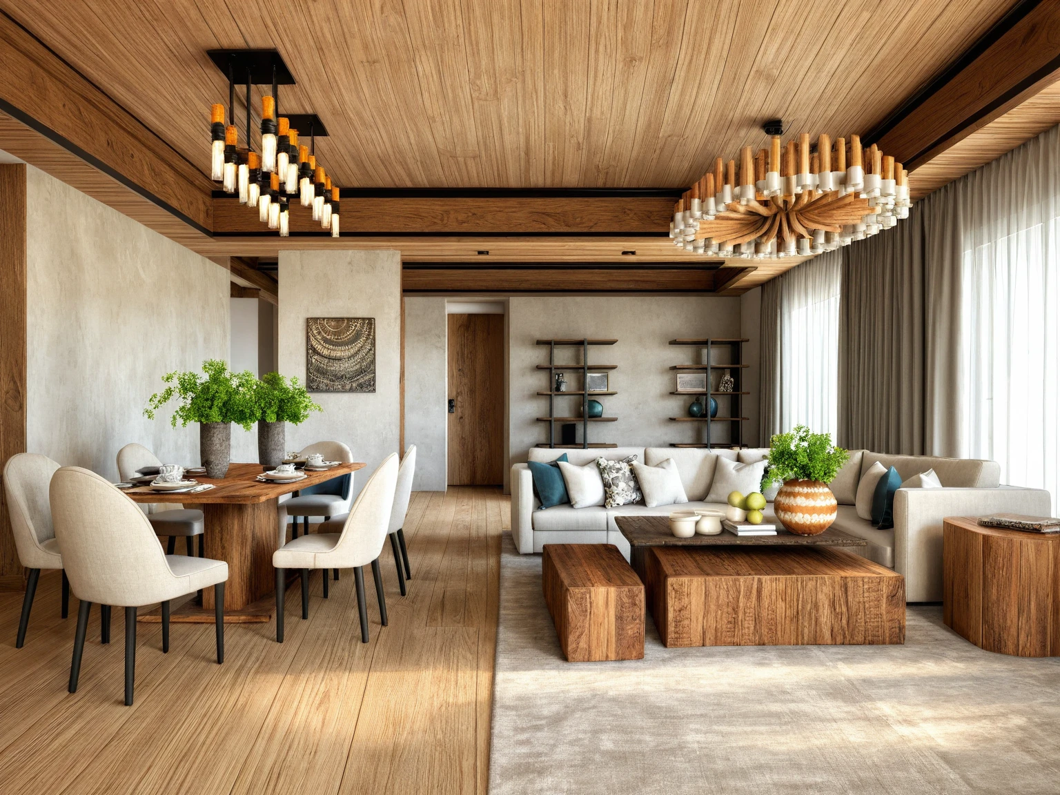 Raw photo, Masterpiece, high quality, best quality, authentic, super detail,
((Rustic Farmhouse)),
Evokes a sense of warmth, comfort, and nostalgia, Think exposed beams, ((natural textures)), and ((furniture with a vintage)) or handcrafted feel,
This style utilizes a warm and inviting palette with creams, beiges, and light browns as the base, Accents of green, blue, or red can be used to bring in a touch of color reminiscent of nature, Natural materials like wood and stone are heavily featured,