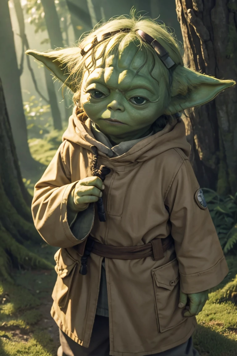 short yoda with a full head of shaggy thick hair