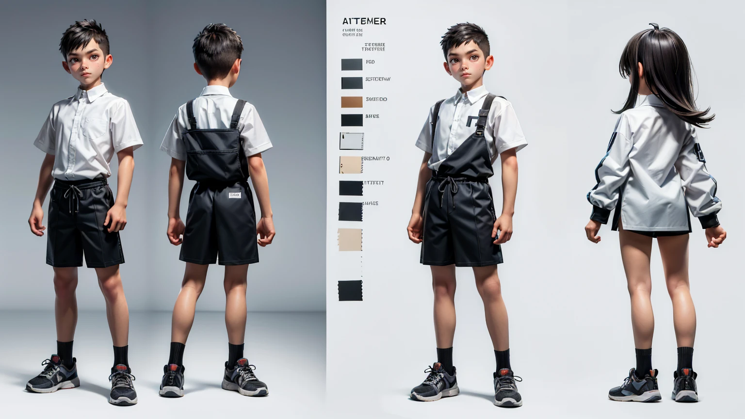 cute face boy, cute face, short height boy, wearing casual full pent and shirt dress, pent and shirt,  full standing pose, Crew Cut hairs, Crew Cut hairs style , sports shoes, Character Sheet, , Full body, Simple white background, front pose character reference sheet, Concept art, design sheet