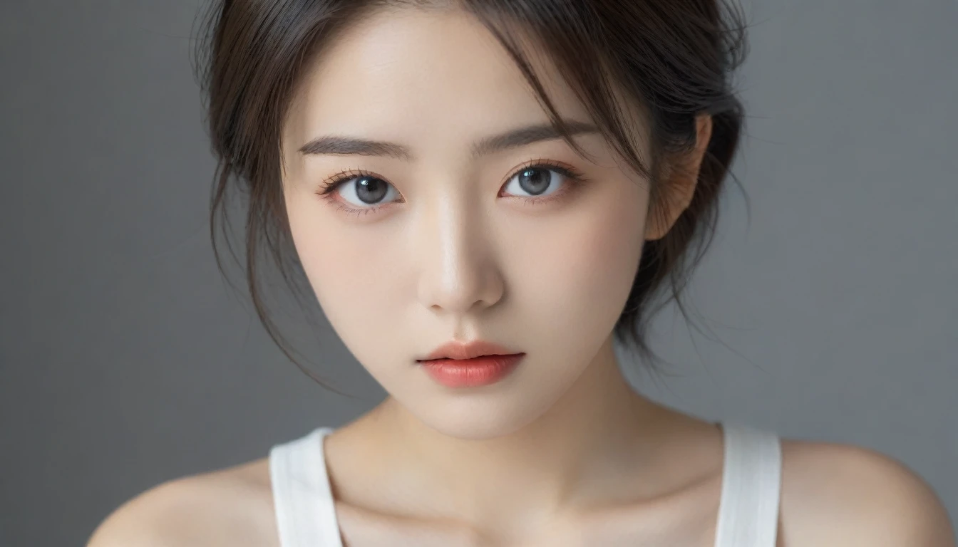 8k, Ultra-high resolution, Highest quality, masterpiece, 三分割法によるphotograph,Surreal, photograph, 1 Girl, (:1.3), pretty girl, Cute Face, Beautiful eyes in every detail, 細かくdetailedに,masterpiece,One Girl:1.2, Japan Female Announcer,upper body,from below,sad,streaming tears,Black short hair,Messy hair,(black suit:1.3),mourning clothes,(印象派の美しい少女のPortraiture), (Gray background:1.3),(Impressionist light and colour),Realistic Skin, Perfect and beautiful face ,完璧でCute Face, Skin with attention to detail, Perfect limbs、Narrow waist,Looking at the audience、beauty,Long neck,clavicle,(((Ideal body type))),A cup small breasts :2,Portraiture:2,Perfect Anatomy,鮮明なdetailed,detailed,Surreal,Light and shadow,spotlight