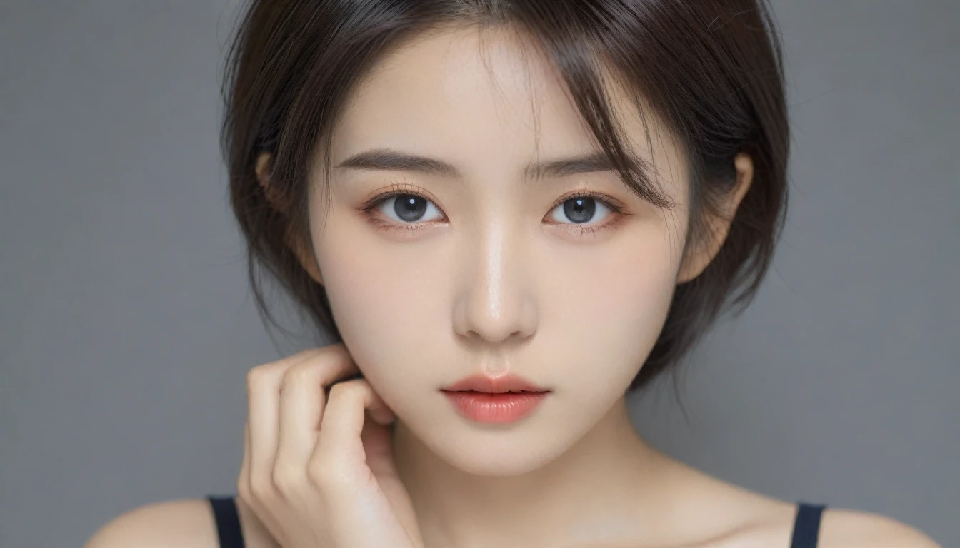 8k, Ultra-high resolution, Highest quality, masterpiece, 三分割法によるphotograph,Surreal, photograph, 1 Girl, (16 years old:1.3), pretty girl, Cute Face, Beautiful eyes in every detail, 細かくdetailedに,masterpiece,One Girl:1.2, Japan Female Announcer,upper body,from below,sad,streaming tears,Black short hair,Messy hair,(black suit:1.3),mourning clothes,(印象派の美しい少女のPortraiture), (Gray background:1.3),(Impressionist light and colour),Realistic Skin, Perfect and beautiful face ,完璧でCute Face, Skin with attention to detail, Perfect limbs、Narrow waist,Looking at the audience、beauty,Long neck,clavicle,(((Ideal body type))),A cup small breasts :2,Portraiture:2,Perfect Anatomy,鮮明なdetailed,detailed,Surreal,Light and shadow,spotlight