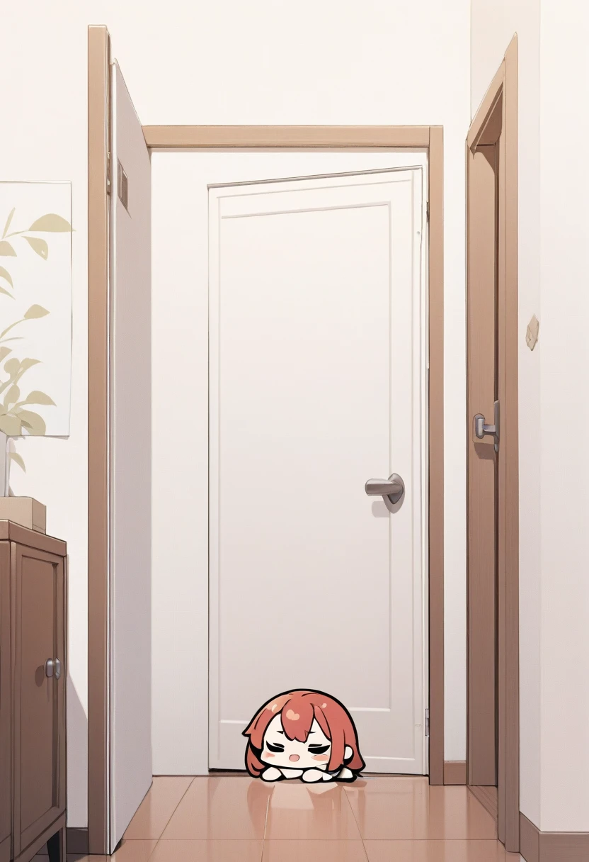 ((background only)), masterpiece, best quality, very aesthetic, absurdres, flat anime, 2D, anime taste, anime paint, (2d illustration:1.2), deformation, simple door, ((door is closed)), ((chibi)),
