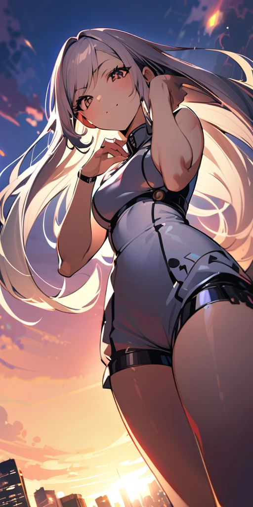((Highest quality、masterpiece、Anime Style、Highest quality、High resolution、8k、detailed、ultra-detailed:1.3))、Long legs、Sharp focus:1.2, Beautiful woman with perfect figure:1.4、(smile:1.2), double eyelid、30-year-old woman、Sexy pose、((((Shut your mouth.、One Woman、ワンピース:1.5)))),The background is tokyo