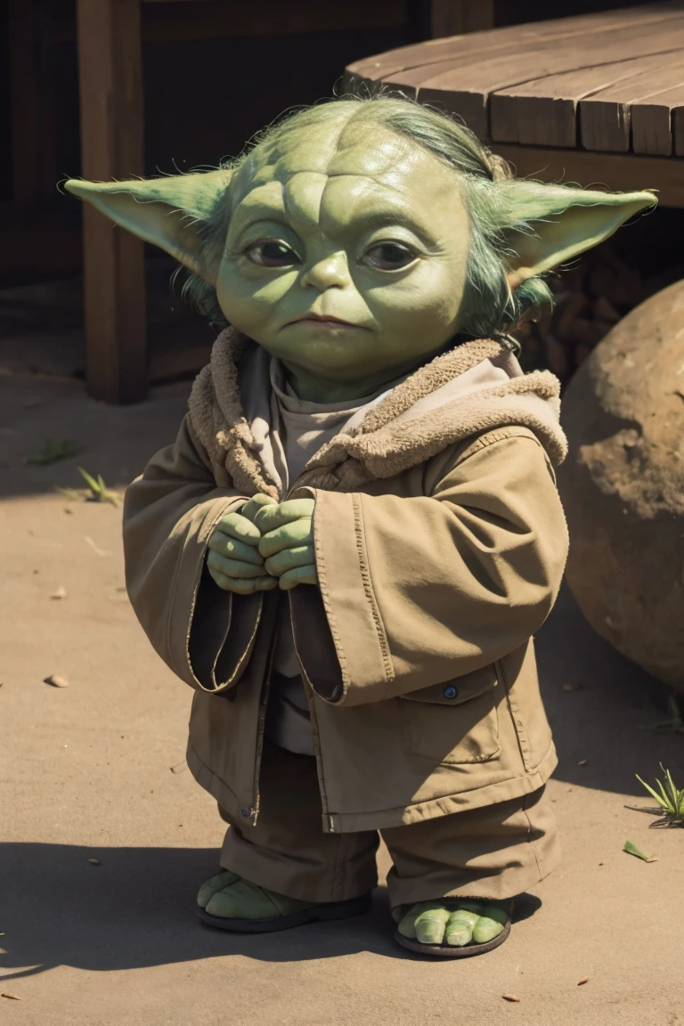 short yoda with a full head of shaggy thick hair