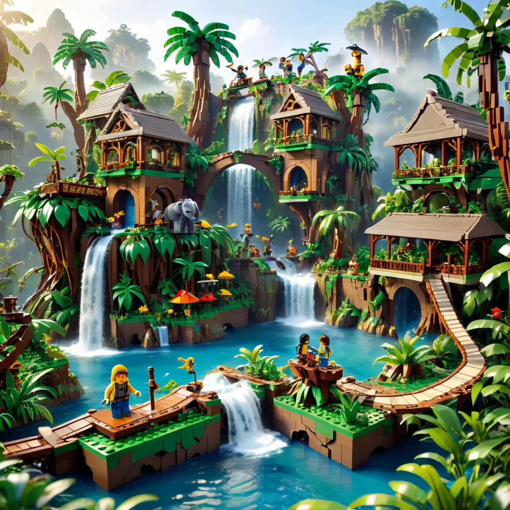 best quality, very good, 16K, ridiculous, Very detailed, Jungle Adventure，Made of Lego, （（Destruction of cities））（（A masterpiece full of fantasy elements）））， （（best quality））， （（Intricate details））（8K）