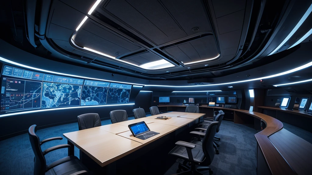 Spaceship intelligence room empty background