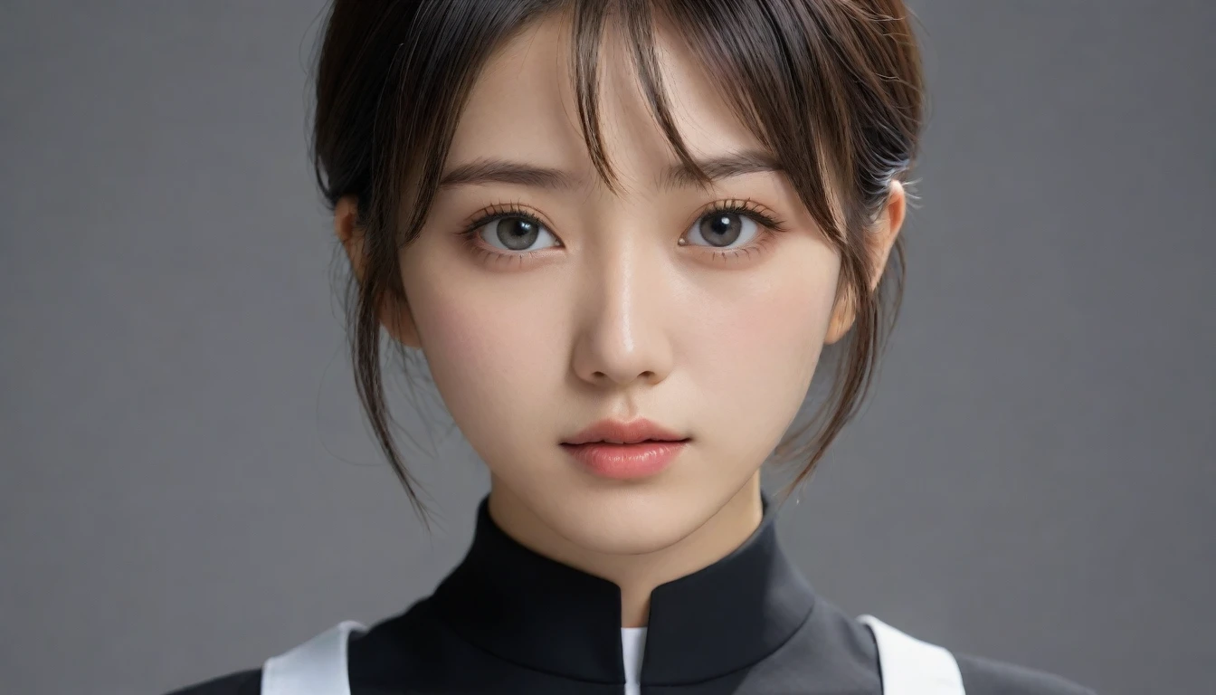 8k, Ultra-high resolution, Highest quality, masterpiece, 三分割法によるphotograph,Surreal, photograph, 1 Girl, (16 years old:1.3), pretty girl, Cute Face, Beautiful eyes in every detail, 細かくdetailedに,masterpiece,One Girl:1.2, Japan Female Announcer,extream close up,sad,streaming tears,Black short hair,Messy hair,(black suit:1.3),Nun's clothing,(印象派の美しい少女のPortraiture), (Gray background:1.3),(Impressionist light and colour),prayer,Realistic Skin, Perfect and beautiful face ,完璧でCute Face, Skin with attention to detail, Perfect limbs、Narrow waist,Looking at the audience、beauty,Long neck,clavicle,(((Ideal body type))),A cup small breasts :2,Portraiture:2,Perfect Anatomy,鮮明なdetailed,detailed,Surreal,Light and shadow,spotlight