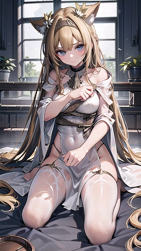 (masterpiece, highres, best quality, ultra detailed, detailed background, ((Girl with long white hair gets her pussy rubbed by tentacles)),Blush on,((Girl vaginal licking tentacles)),wear bra, wet clothes,long hair,wear leg, perfect body, perfect swimsuit,symbol-shaped pupils heart,(sweaty:1.4),in the water,((steam:1.2)),more tentacles, wet mouth,wet butt,((Tentacles rub the pussy:1.2)),((, surprised, , open mouth)), standing, ((undressing, panty pulling)),((tentacles in the pussy:1.0)),pussy licking tentacle,open legs,view button ,lying on