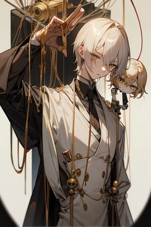 male、male性、Large、Slender、adult、Golden eyes、Strings、Becoming a puppet、Marionette、Doll body、The Body of the Organ、Ceramic Body、Atypical Structure、crack、Suspicious Liquid、hung by a thread、Thin Thread of Steel