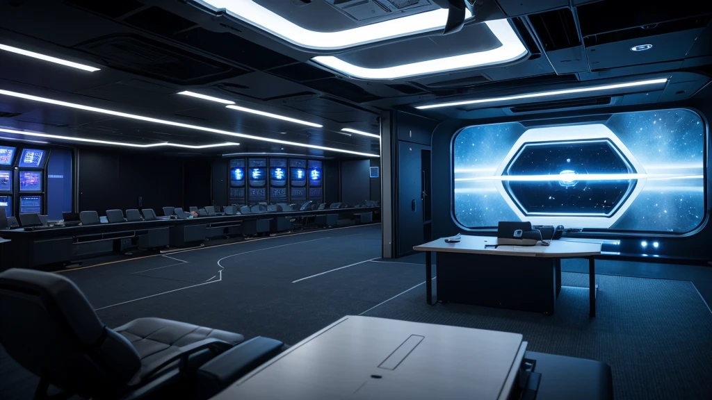 Spaceship intelligence room empty background front view