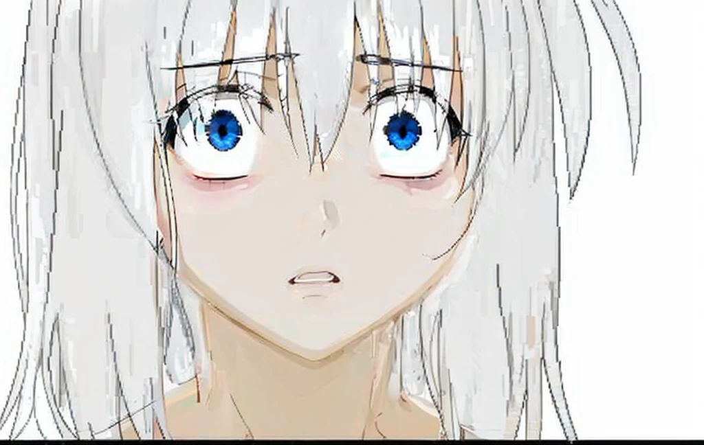 ((scared)), ((terrified)), white hair, blue eyes, pale skin